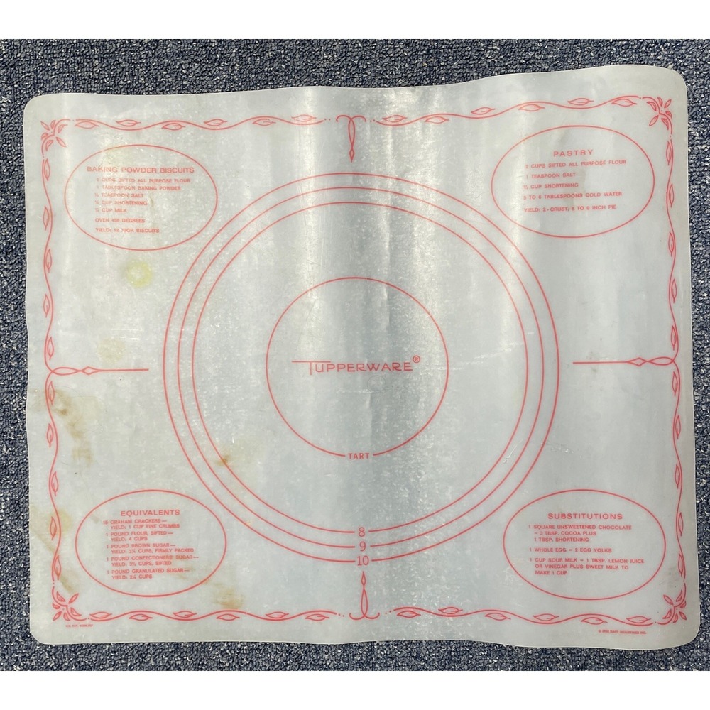 Tupperware Pastry Mat Vtg 1965 Pie Tart Crust Baking 22" x 18" Dart Industries